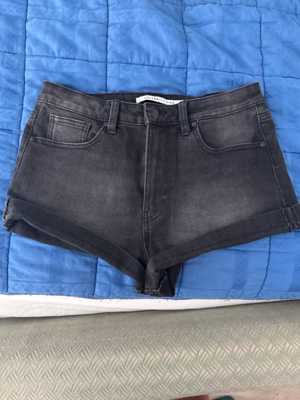 Celebrity Pink Washed Black High-Rise Denim Shorts